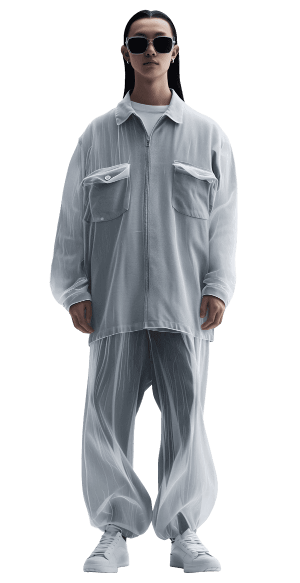 BIOMORPHIC DRAPED SUIT